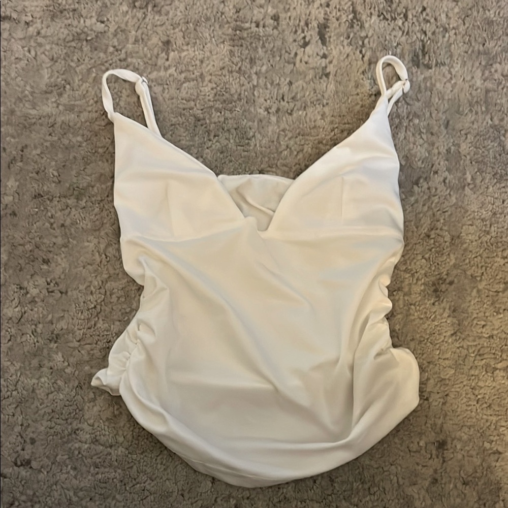 White Ruched Swimsuit Top